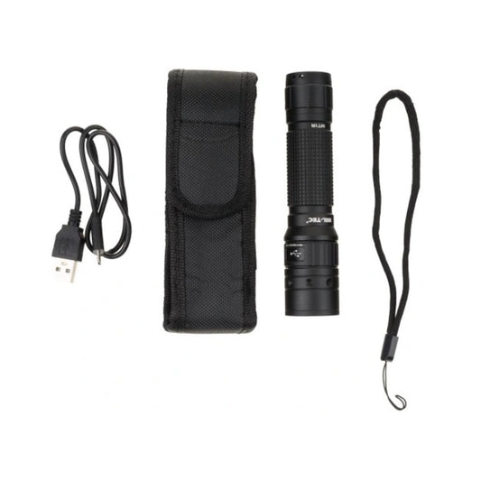 Torcia tattica ricaricabile 500 lumens con porta cordura mil tec
